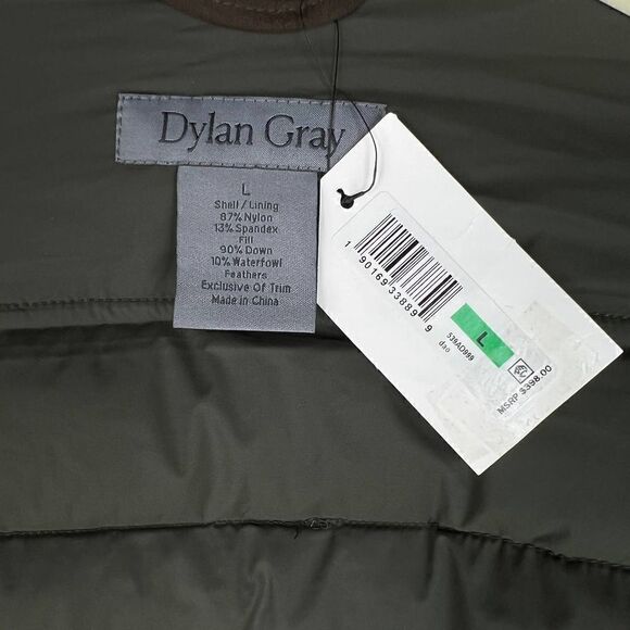 New Dylan Gray Men US L Jacket Shift Down Olive Green Zip Winter Puffer $398 - Picture 7 of 12